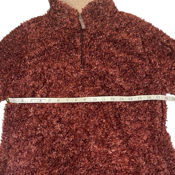Weatherproof Vintage Sherpa Pullover 1/4 Zip Fleece Jacket Medium Maroon Cozy - Picture 4 of 13